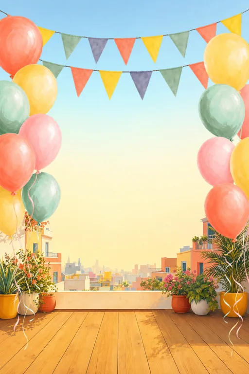 Balloon Sky Terrace — Living Invitation — Modern Birthday invitation card design from Ayozan