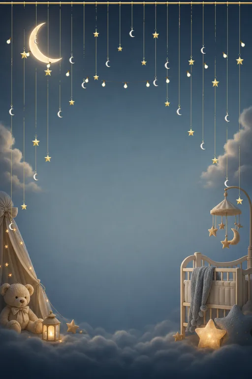 Moonlit Lullaby — Living Invitation — Modern Baby Shower invitation card design from Ayozan