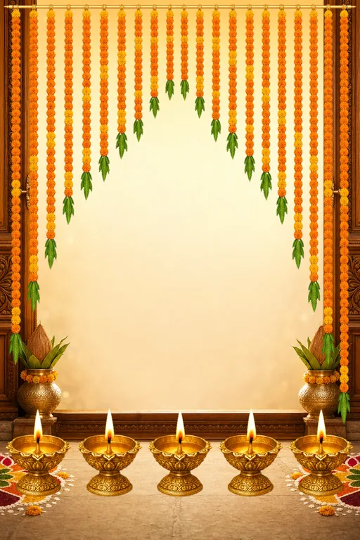 Griha Pravesh Toran — Living Invitation — Hindu Traditional Housewarming invitation card design from Ayozan