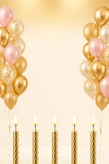 Golden Balloons — Living Greeting — Birthday card design