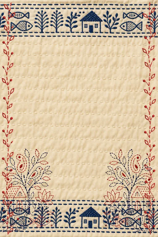 Kantha Griha Pravesh — Living Invitation — Bengali Hindu Traditional Housewarming invitation card design from Ayozan