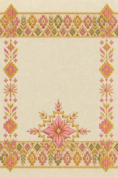 Phulkari Rose — Engagement invitation card design