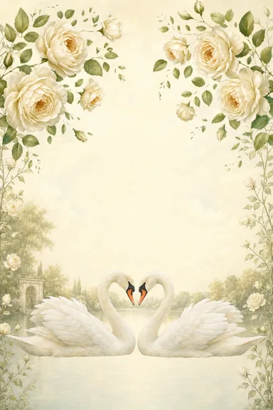Ivory Rose Swan Lake — Save the Date invitation card design