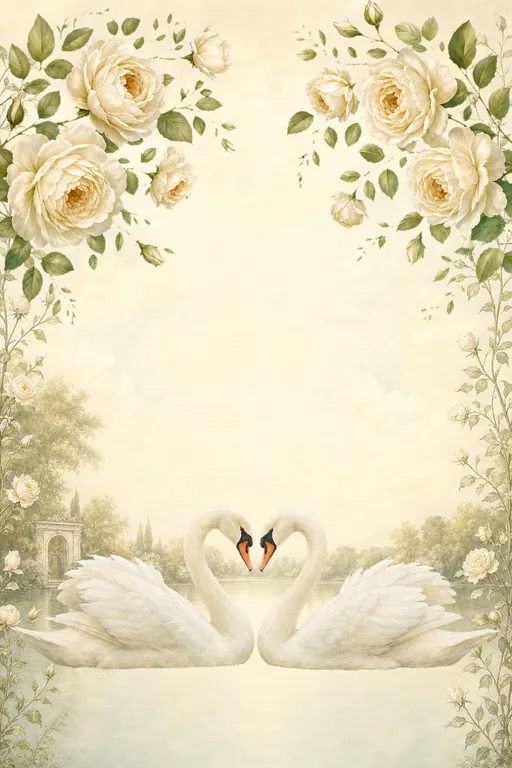 Ivory Rose Swan Lake — Living Invitation — Traditional Save the Date invitation card design from Ayozan