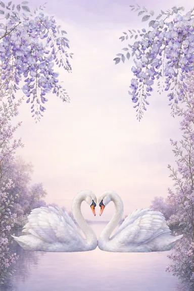 Lilac Dusk Swan Lake — Engagement invitation card design