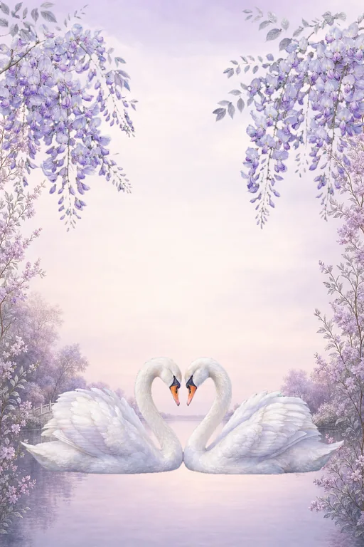 Lilac Dusk Swan Lake — Living Invitation — Modern Engagement invitation card design from Ayozan