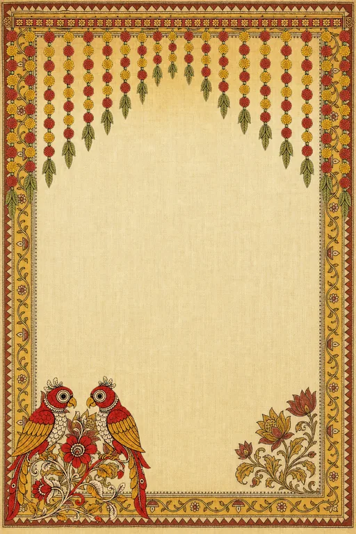 Kalamkari Subham — Living Greeting — Telugu Hindu Traditional Diwali invitation card design from Ayozan