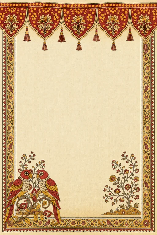 Kalamkari Kalyanam — Living Invitation — Telugu Hindu Traditional Wedding invitation card design from Ayozan