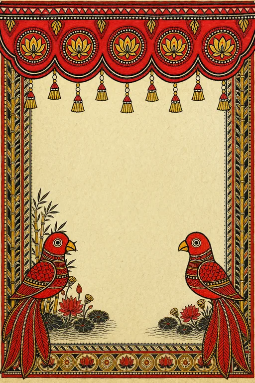 Mithila Kohbar — Living Invitation — Maithili Hindu Traditional Wedding invitation card design from Ayozan