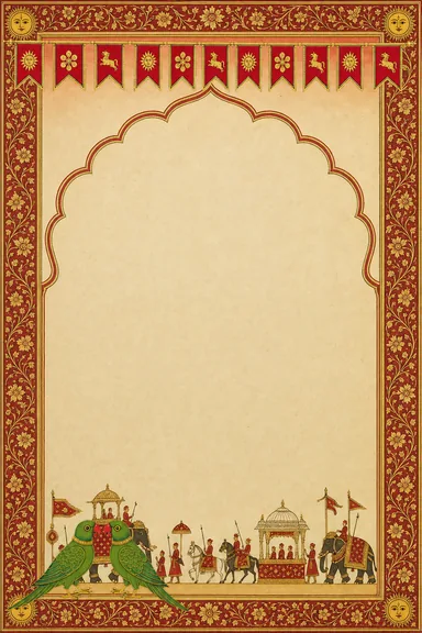 Mewar Vivaah — Rajasthani Miniature Wedding invitation card design