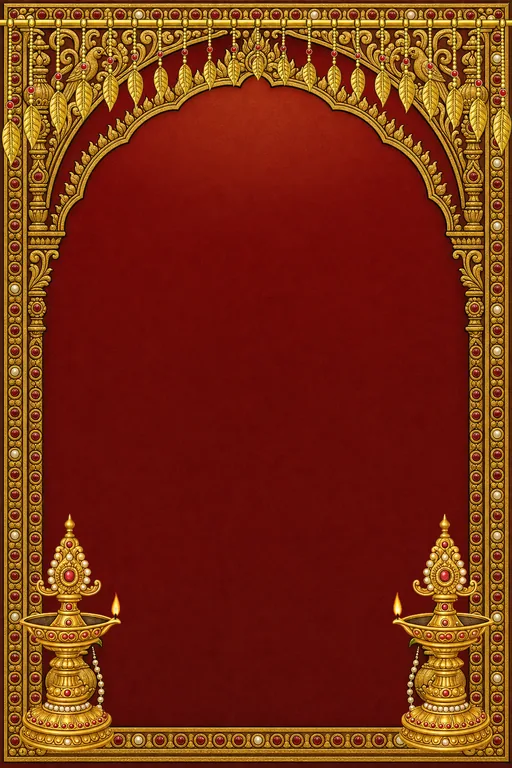 Thanjavur Puthumanai — Living Invitation — Tamil Hindu Traditional Housewarming invitation card design from Ayozan