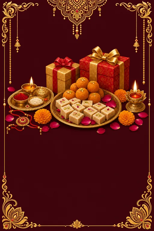 Happy Bhai Dooj — North Indian Hindu Traditional Bhai Dooj invitation card design from Ayozan
