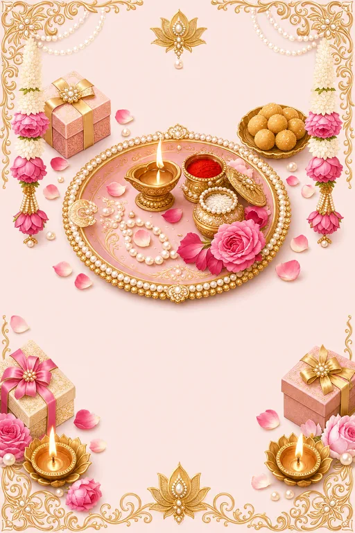 Bhai Dooj Wishes — North Indian Hindu Traditional Bhai Dooj invitation card design from Ayozan