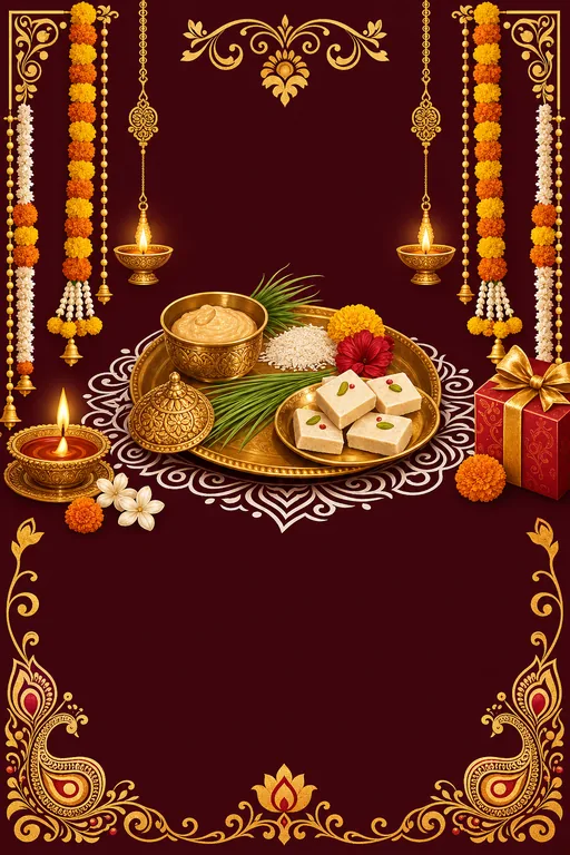 Bhai Phonta — Bengali Hindu Traditional Bhai Dooj invitation card design from Ayozan