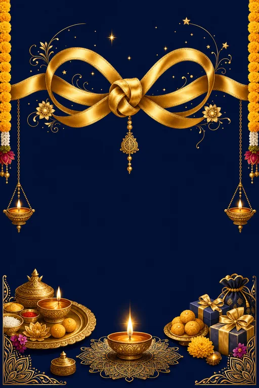 Bhai Dooj Blessings — North Indian Hindu Traditional Bhai Dooj invitation card design from Ayozan