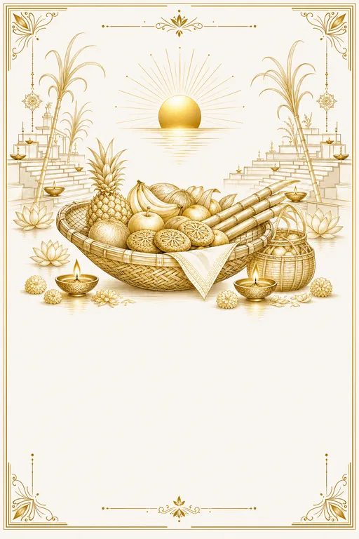 Happy Chhath Puja — North Indian Hindu Traditional Chhath Puja invitation card design from Ayozan