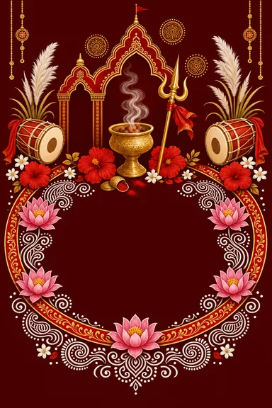 Subho Sharodiya — Durga Puja greeting card design