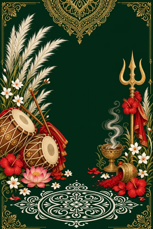 Happy Durga Puja — Bengali Hindu Traditional Durga Puja invitation card design from Ayozan