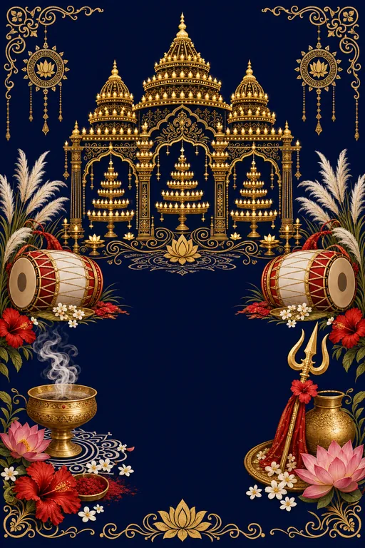 Sharodiya Subheccha — Bengali Hindu Traditional Durga Puja invitation card design from Ayozan