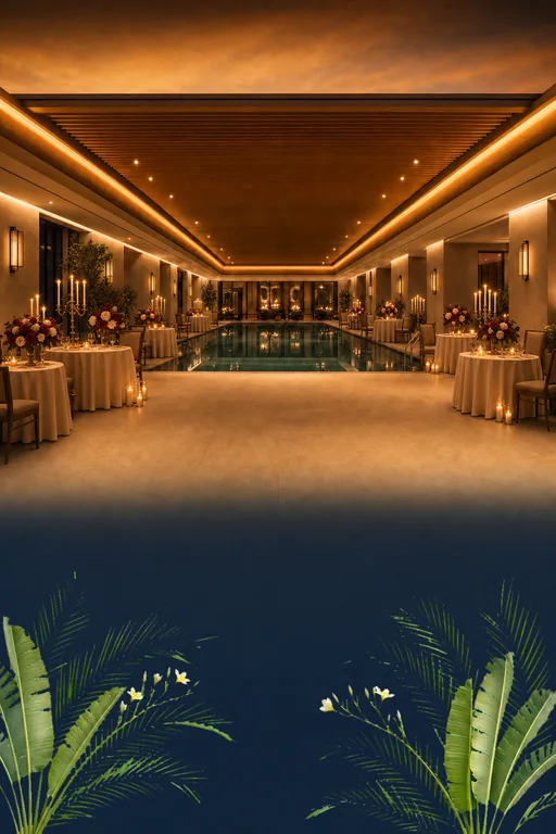 Amber Poolside — Anniversary — Modern Anniversary invitation card design from Ayozan