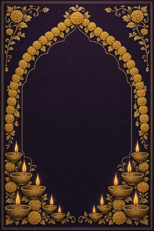 Deepam Noir Diwali Party — Living Invitation — Ornate Diwali invitation card design from Ayozan