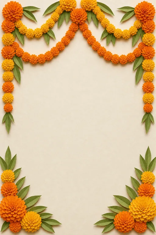 Genda Phool Diwali Party — Living Invitation — Botanical Diwali invitation card design from Ayozan