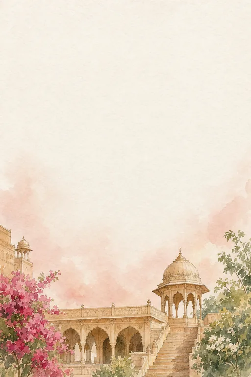Mahal Watercolour Wedding — Living Invitation — Traditional Wedding invitation card design from Ayozan