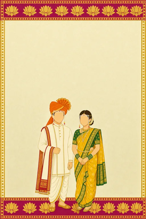 Marathi Jodi Wedding — Living Invitation — Marathi Hindu Modern Wedding invitation card design from Ayozan