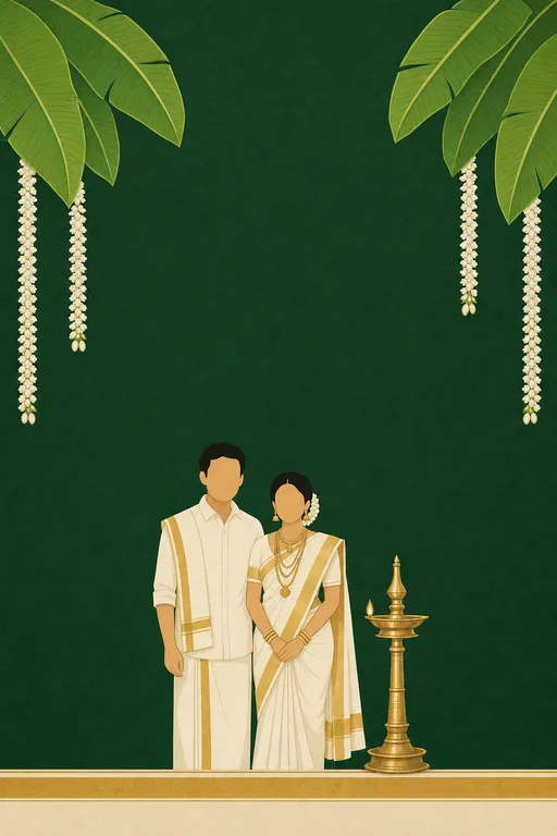Malayali Jodi Wedding — Living Invitation — Malayalam Hindu Modern Wedding invitation card design from Ayozan