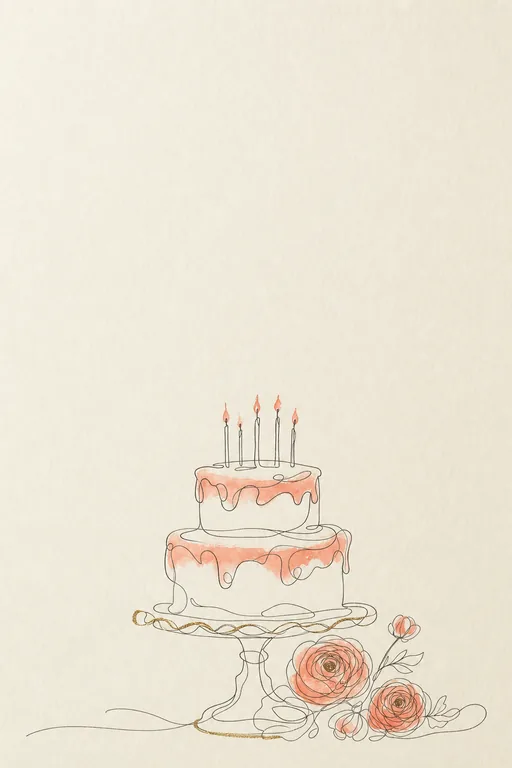 Cake Sketch Birthday Wishes — Living Greeting — Modern Birthday invitation card design from Ayozan