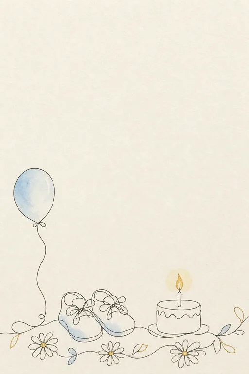 First Birthday Sketch Wishes — Living Greeting — Modern Birthday invitation card design from Ayozan