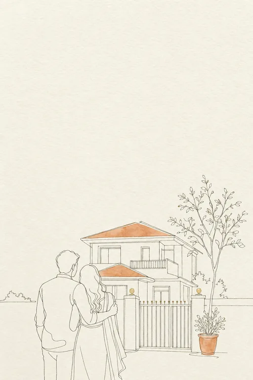 New Home Sketch Housewarming — Living Invitation — Modern Housewarming invitation card design from Ayozan
