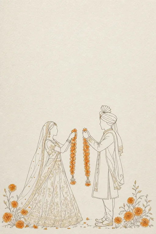 Jodi Sketch Varmala Wedding — Living Invitation — Modern Wedding invitation card design from Ayozan