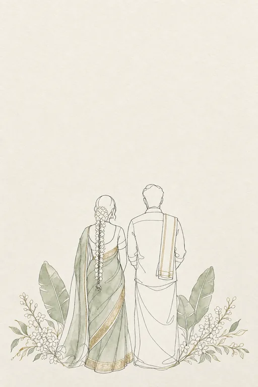 Jodi Sketch South Indian Wedding — Living Invitation — Hindu Modern Wedding invitation card design from Ayozan