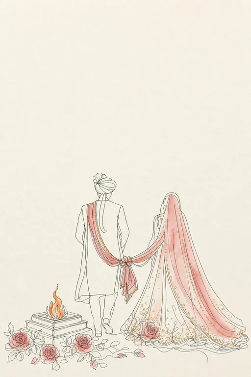 Jodi Sketch Phere Wedding — Living Invitation — Hindu Modern Wedding invitation card design from Ayozan