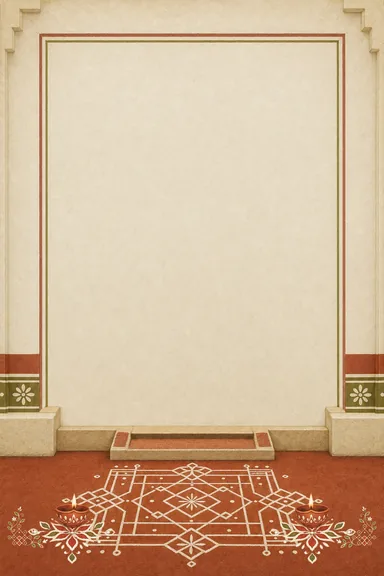 A Kolam at Our Door — Housewarming card design