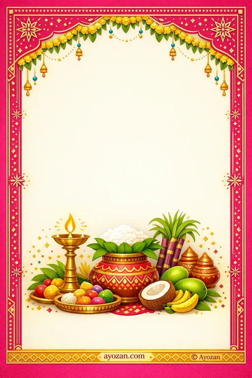 Tamil New Year · Classic — Tamil Traditional New Year invitation card design from Ayozan