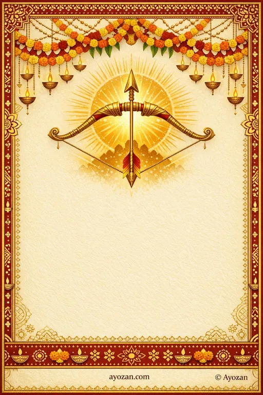 North Indian Dussehra · Classic — North Indian Hindu Traditional Dussehra invitation card design from Ayozan