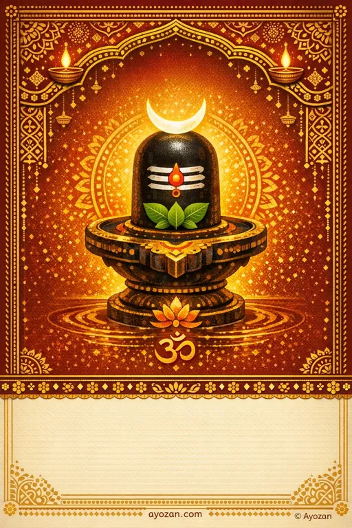 North Indian Maha Shivaratri · Classic — North Indian Hindu Traditional Mahashivratri invitation card design from Ayozan