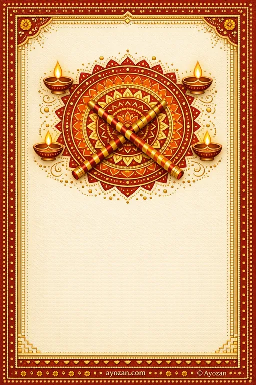 Gujarati Dussehra · Classic — Gujarati Hindu Traditional Dussehra invitation card design from Ayozan