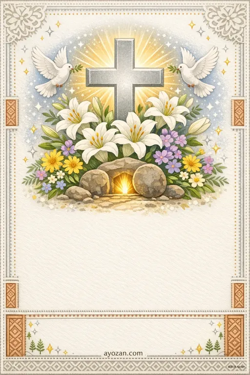 Bengali Easter · Classic — Bengali Christian Traditional Easter invitation card design from Ayozan