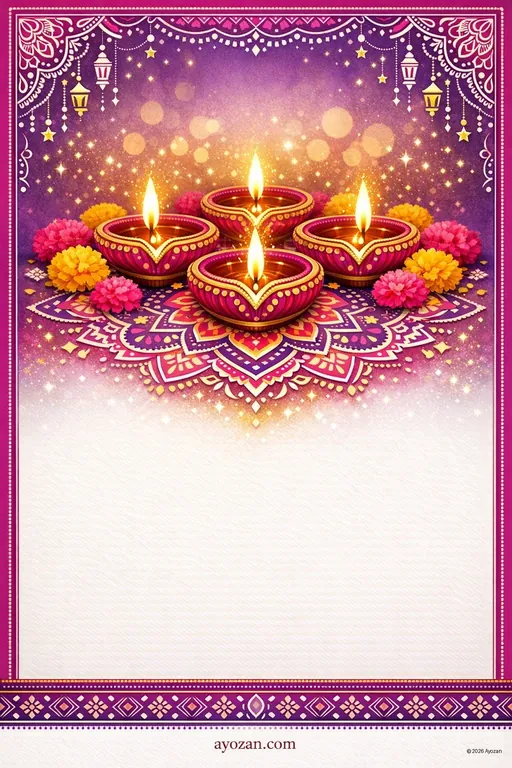 Bengali Diwali · Contemporary — Bengali Hindu Modern Diwali invitation card design from Ayozan