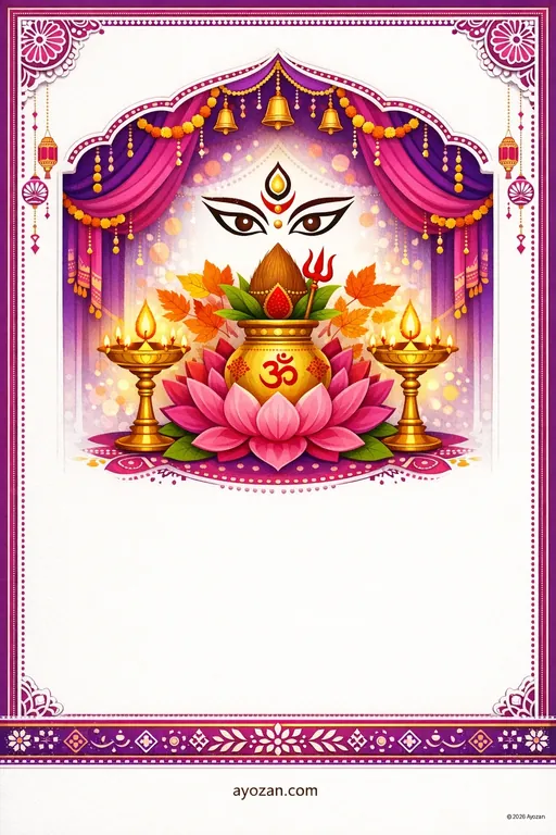 Bengali Dussehra · Contemporary — Bengali Hindu Modern Dussehra invitation card design from Ayozan