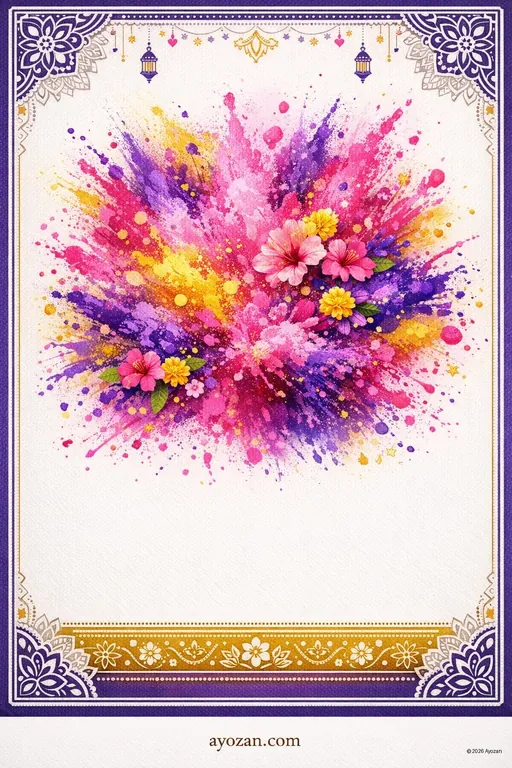 Bengali Holi · Contemporary — Bengali Hindu Modern Holi invitation card design from Ayozan