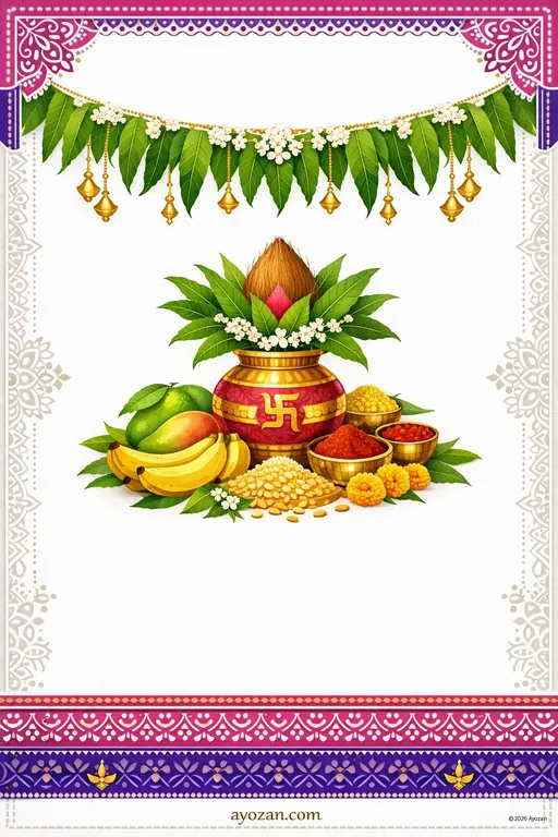 Bengali Ugadi · Contemporary — Bengali Hindu Modern Ugadi invitation card design from Ayozan