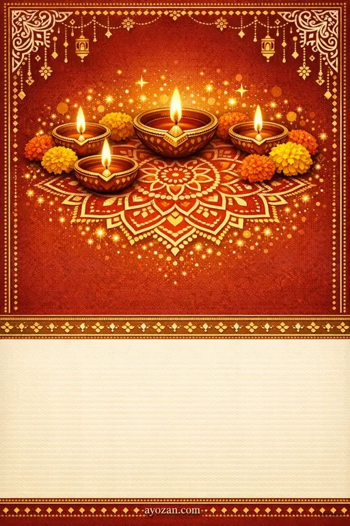 Bengali Diwali · Classic — Bengali Hindu Traditional Diwali invitation card design from Ayozan