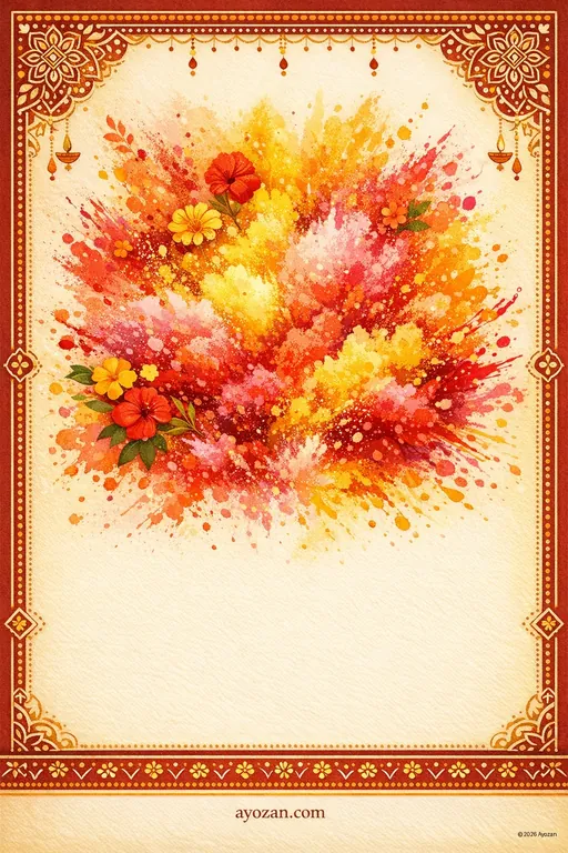 Bengali Holi · Classic — Bengali Hindu Traditional Holi invitation card design from Ayozan