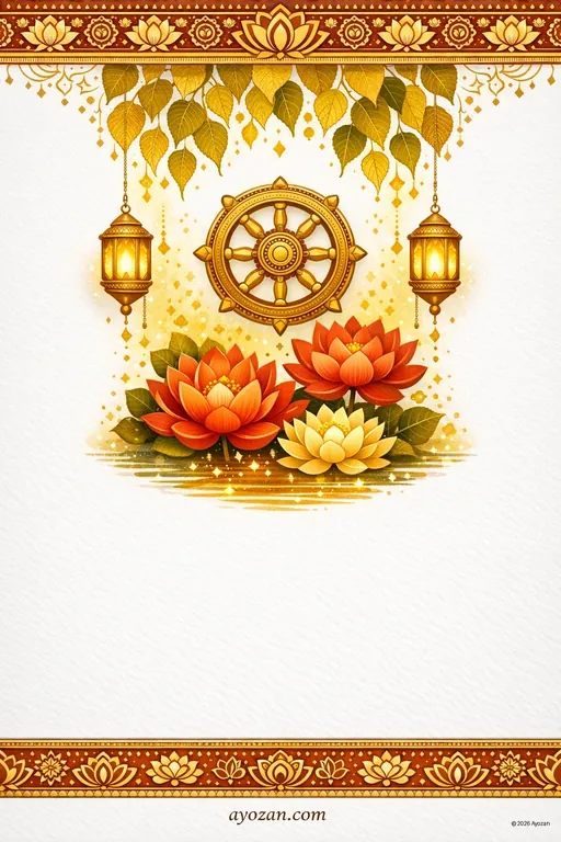 Buddha Purnima · Contemporary — Buddhist Modern Buddha Purnima invitation card design from Ayozan
