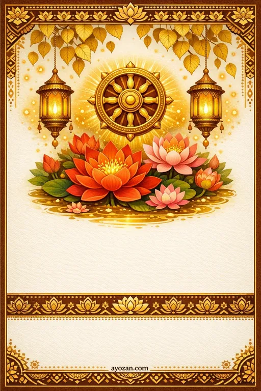 Buddha Purnima · Classic — Buddhist Traditional Buddha Purnima invitation card design from Ayozan
