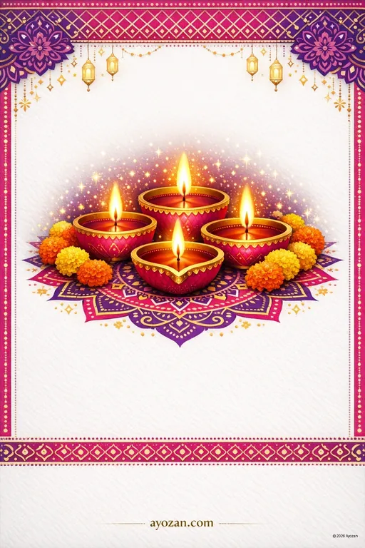 North Indian Diwali · Contemporary — North Indian Hindu Modern Diwali invitation card design from Ayozan
